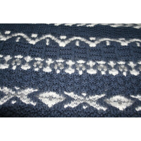 Nautica Mens XL Heavyweight Handknit Sweater Blue Gray Fisherman 3D-Knit - Picture 6 of 9